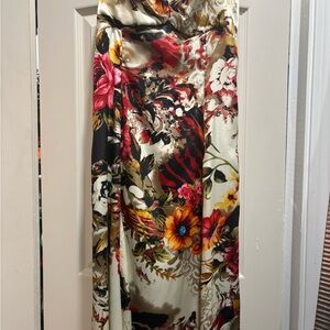 Vibrant Floral Satin Maxi Dress